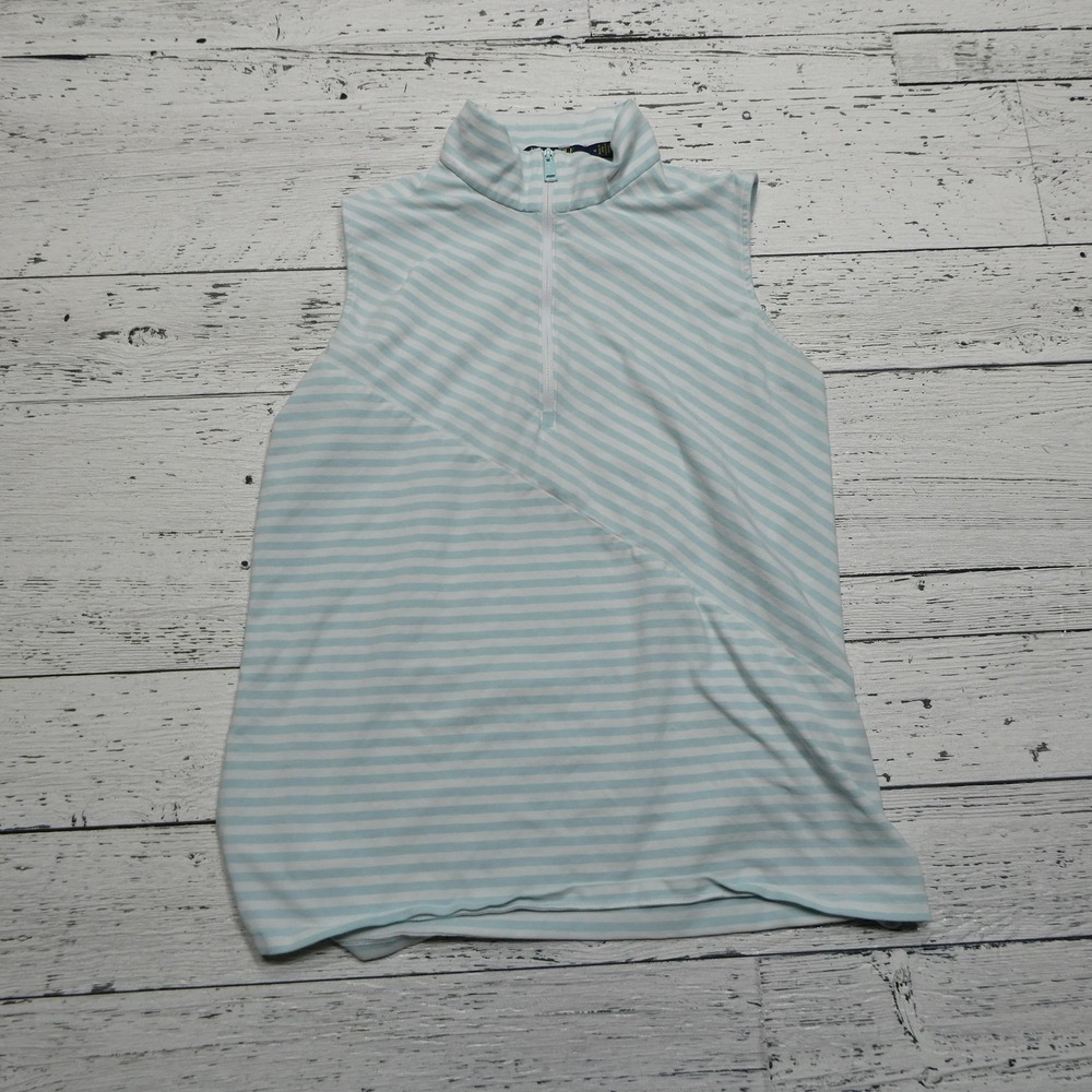 Polo Golf Ralph Lauren Shirt Womens Medium Sleeveless Tailored Fit Striped Golf